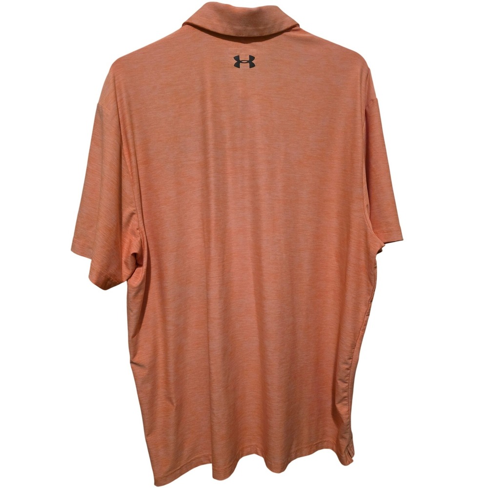 Under Armour Shirt Mens XL Orange HeatGear Loose Fit Heathered Short Sleeve Polo - Picture 2 of 6